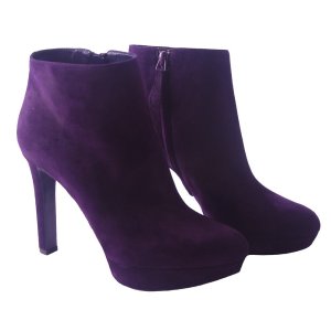 purple suede ankle boots